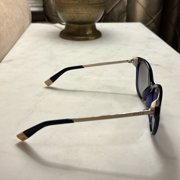 FURLA SUNGLASSES SFU257K 53-18-135 T31P Navy Blue Gold Metal Lightweight Women’s main image 15